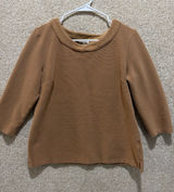Talbots Camel tan top medium petite stretchy ribbed fall neutral minimal flawed Photo 0