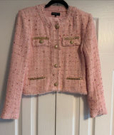 Generation Love Pink Tweed Blazer Size Small | Gold Chain Details Photo 0