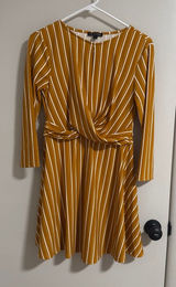 As You Wish Yellow and White Striped Dress Photo 0