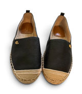 Ralph Lauren Black Leather Espadrille Slip-Ons with Natural Raffia Toe NWOT 6.5 Photo 0