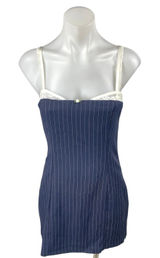 Edikted Blue Lace Pinstriped Sleeveless Cami Camisole Mini Bodycon Dress Size S Photo 0