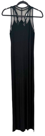 Anatomie Maxi Dress Mesh Panel Sleeveless M Black Italian Luxury Travel Slit Photo 0