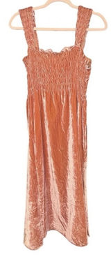 Free People $168 NWT Camille Velvet Midi Dress Pink Oversized XS Photo 0