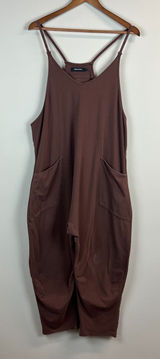 Automet Harem Jumpsuit Womens Large Brown One Piece Slouchy Cotton‎ Comfort L Photo 0