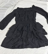 MICHAEL Michael Kors Black Off‎ Shoulder Smocked Tiered Ruffle Mini Dress Size S Photo 0