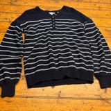 Marled Reunited‎ Clothing Navy White Stripe Button Henley Sweater Women's L Photo 0