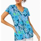 Lilly Pulitzer Womens Tee‎ Sz XS Macaw Blue Tall Me About It Etta Top Slub Photo 0