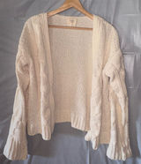 Harper‎ Heritage Cardigan Sweater Large White Knit Open Crochet Cozycore Grandma Photo 0