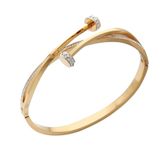 Unique Gold Nail Pattern Cross & Rhinestone Decor Stainless Steel Bracelet Photo 0