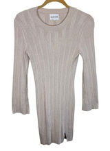 Olive & Oak Tan Rayon Ribbed Knit Long Sleeve Light Above Knee Sweater Dress M‎ Photo 0