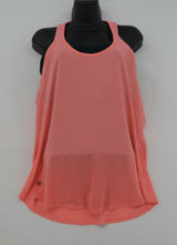 Athleta Womens Medium 2-in-1 Tank Top with Built-in Sports Bra Coral Navy Blue Photo 0