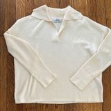 Vineyard vines Cream popover open collar knit polo Sweater poly wool blend M Photo 0