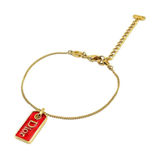 Christian Dior Gold Tone Red Dior Enamel Tag Charm Bracelet Photo 0