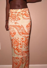 Pretty Little Thing Orange Paisley Print Maxi Skirt Photo 0