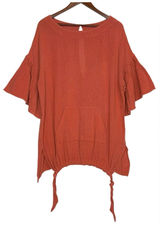 Free People Gauze Mesh Tunic Dress Oversized Cinnamon Orange Top L Boho‎ Photo 0