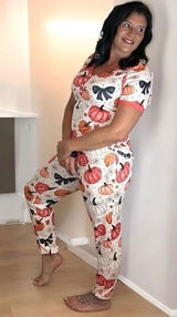 Shirley & Stone Womens Pumpkin Bow Pajama Set Size 3x Fall Sleepwear Henley PJs Photo 0