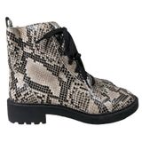 Linea Paolo Moto Boot 5.5 Snakeskin Print Lace Up‎ Ankle Boots Combat Booties Photo 0
