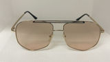 Sunglasses Gold Metal‎ Designer Fashion Frame Champagne Tone Gradient D17 Photo 0