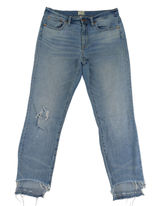 J Crew Slim Boyfriend Jean Women's Size 28‎ Light Wash Distressed Raw Hem Denim Photo 0