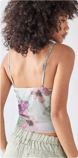 Motel UO Womens Kikan Floral Patchwork Fairycore Sheer Mesh Cami Top Size XXL Photo 0