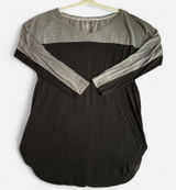 Victoria's Secret Women Long Sleeve T-Shirt Size L Colorblock Black Gray Photo 0