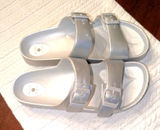 Shade & Shore Silver Slide Sandals Adjustable straps 8 Ladies new Photo 0