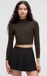 Lululemon Black Glitter Knit Twist Back Long Sleeve Top Size Medium NWT Photo 0