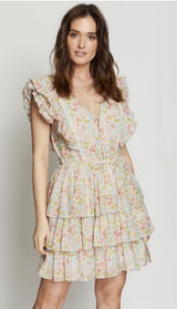 Anthropologie Love the Label Ines Ivory Tiered Ruffled Mini Dress Photo 0