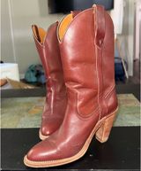 Red Frye Leather Boots Riding 8 Photo 0