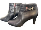 Bandolino Black Leather Ankle Boots Bit Detail Side Zip Heel Womens 8M‎ Photo 0