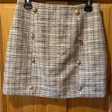 Pink Lily Tweed Mini Skirt faux pearl button detail women’s size M Photo 0