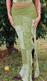 Princess Polly Patchwork Maxi Skirt Green Photo 0