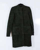 J. McLaughlin Faux Vegan Fur Collared Snap Button Jacket Coat Green XS Photo 0