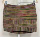Charlotte‎ Ronson Multi Color Striped Mini Skirt Green Pink Size 2 Pocket Zipper Photo 0