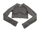 Gymshark Vital Seamless 2.0 Long Sleeve Crop Top Charcoal Marl Pink Womens S Photo 0