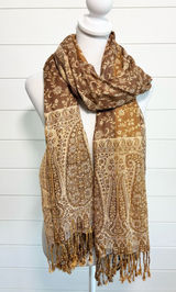 Elegant Brown Paisley Infinity Scarf - Women Accessories Photo 0
