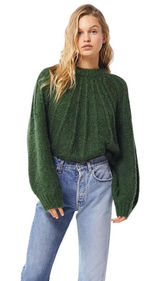 Urban Outfitters Green Martha Slouchy Knit Pullover Crew Neck Sweater Small Photo 0