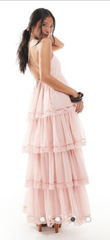 🎀 ASOS Dusky Pink Tiered Chiffon Maxi Dress Photo 0