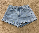 PacSun Light Blue Daisy Embroidered Denim Shorts Photo 0