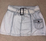 Light Wash Denim Mini Skirt with Belt Photo 0