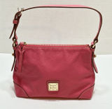 Dooney & Bourke Pink Pebbled Leather Small Shoulder Bag Purse Gold Logo Plate Photo 0