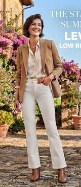 Levis 545 Low Bootcut Jeans Sz 10 Womens White Low Rise Denim Pants Summer Chic Photo 0
