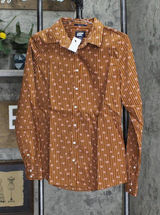 NWT Lands' End Sleeve Pattern Dress Shirt 484700 4 Tall Floral Stripe Brown Photo 0