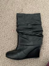 Black Wedge Boots Size 7.5 Photo 0