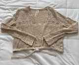 Anthropologie Cardigan Womens XXS Beige Cottagecore Peasant Prairie Dainty Photo 0