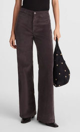 Madewell The Wide-Leg Pant Corduroy High Rise‎ Black Coal Size 26 NWT Photo 0