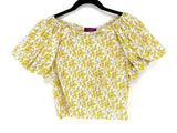 J.Crew Liberty Fabric Floral Puff Sleeve Smocked Crop Top Yellow White Size 8‎ Photo 0