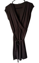Uniqlo Brown Sleeveless Faux Wrap Dress‎ with Belt Size Small Clean Girl Photo 0