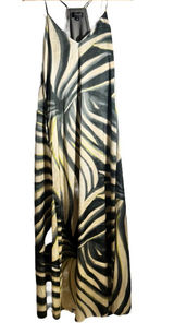 Tahari ASL Maxi Slip Dress Women's Small Abstract Palm Leaf Satin Strappy NWT Photo 0