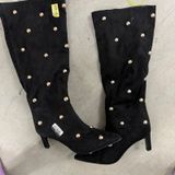 Wild Fable Black Faux Suede Gold Studded Pointed Toe Knee High Boots Size 7 Photo 0